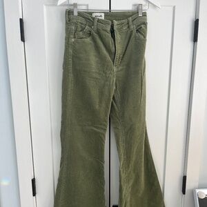 ROLLA'S Green East Coast High Rise Flare Corduroy Pants